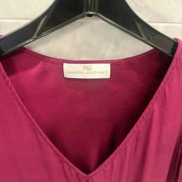 Amanda Uprichard Burgundy Julianna Long Sleeve Mini Dress Size Petite Xsmall - Picture 3 of 10